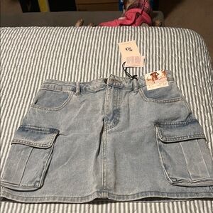 Denim Cargo Mini Skirt
